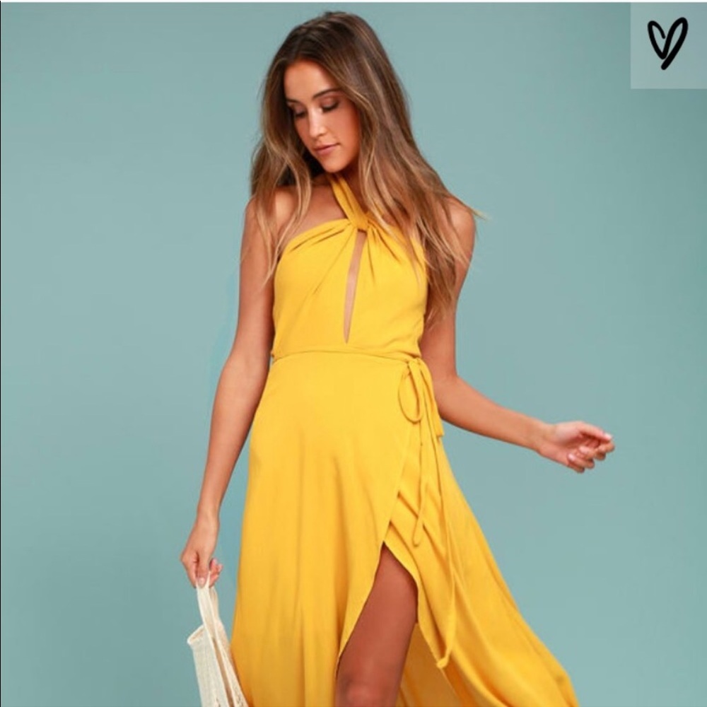 Yellow wrap dress size small
